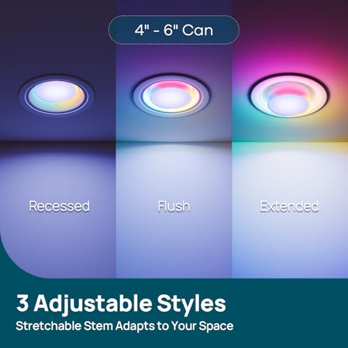 Image of Linkind Matter BR30 Smart Light Bulbs with Stretchable Design & 4-Zone Aurascape Color, 850LM Recessed Smart Flood Light Bulb, Works with Alexa /Apple Home /Google Home, Music Sync Light Show, 2 Pack