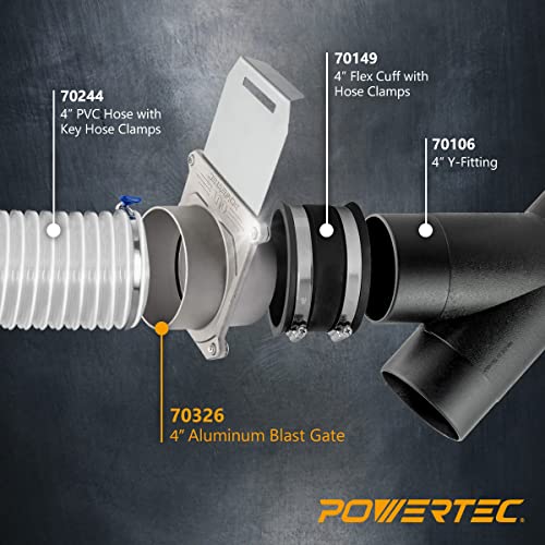 Image of POWERTEC 70326 Aluminum Blast Gate 4 Inch, w /Anti Clog and Air Leak Seal for Dust Collection (Pack of 2)