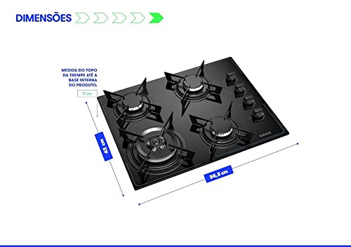 Cooktop Midi Pop Art 4 bocas Tripla Chama - Preto