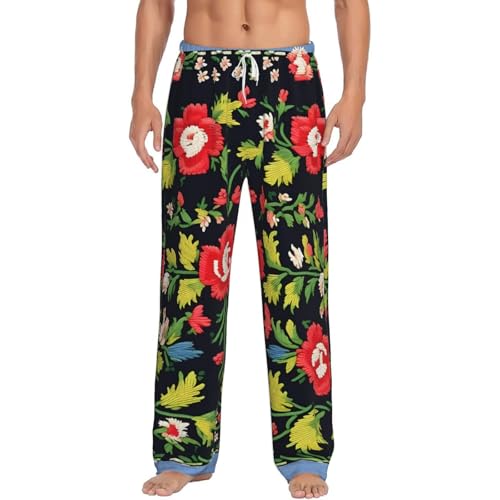 Pantalon pyjama ukrainien brodé de flanelle pour homme premium
