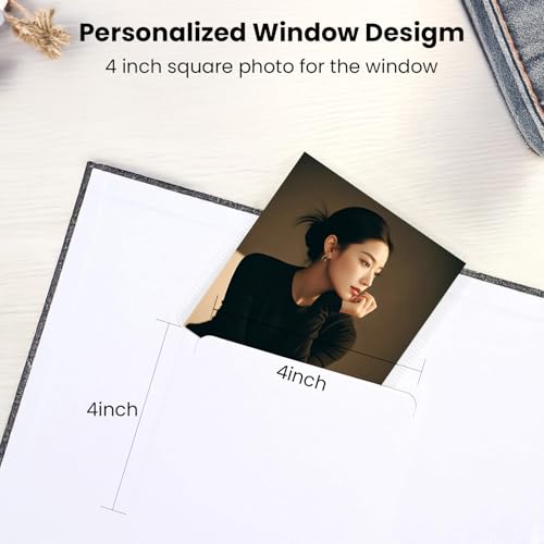 Álbum de fotos J.west de 12 x 12 pulgadas, con cubierta de lino y anillas de tres anillos, incluye 35 fundas plásticas y 70 páginas en blanco para scrapbook, álbum de recuerdos DIY para viajes, bodas, aniversarios y familia, color negro miniatura 5
