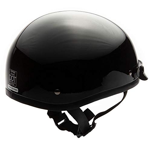 Mmg Half Helmet Classic Open Face Design Dot Goggles Included - Glossy Black, Xlarge #TOP4