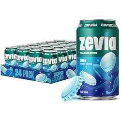 Zevia Zero Sugar Soda, Cola, 12 oz Cans (24-Pack) – Naturally Sweetened, Zero Calorie Sugar Free Soda - Non-GMO Project Verified, Gluten-Free, Vegan