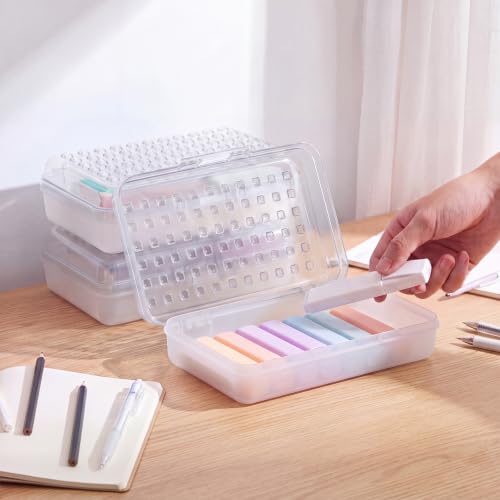 Image of Blulu 6 Pack Plastic Pencil Boxes Bulk Large Pencil Case,Clear | 8.5 x 5.5 x 2.4in, with Snap Lid, Large Capacity Pencils Holder for Organize and Carry, Watercolor Pens Stationery for Office