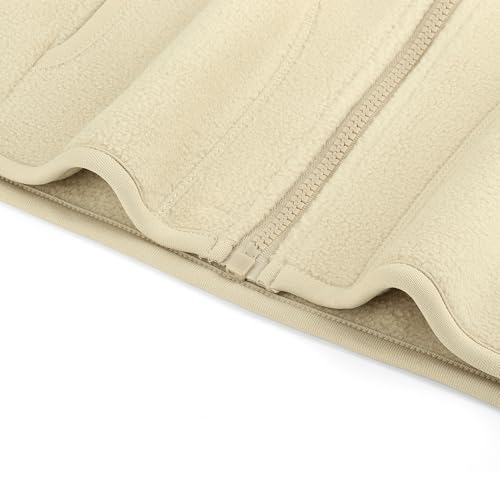 ANIMQUE Kinder Fleeceweste Eltern-Kind Einfarbig Weste Polarfleece Herbst Winter Stehkragen Ärmellose Jacke mit Reißverschluss, Hellkhaki 90