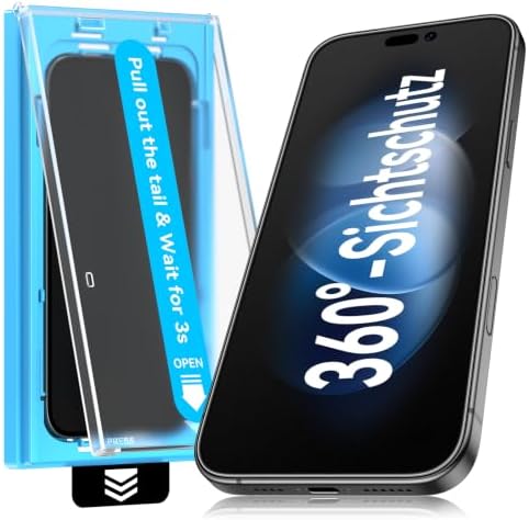 Mothca 360° Blickschutz Matt für iPhone 17 Pro Max/16 Pro Max, 2 Stück | 4-seitiger Sichtschutz, 4-fach gehärtetes Hartglas, Quick-Fix Montage, Vollabdeckung, Anti-Fingerabdruck &