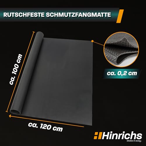 Hinrichs Antirutschmatte Auto 120 x 100 cm - Kofferraummatte zuschneidbar - Anti Rutsch Matte, Schmutzfangmatte & Schubladenmatte - Gummimatte Kofferraum - rutschfeste Unterlage für Hundebox