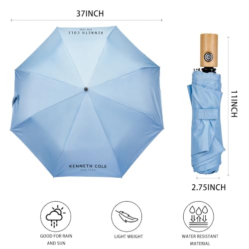 Image of KENNETH COLE New York Folding Umbrella for Men & Women, Auto Open & Close, Lightweight Compact Design, Water Resistant Canopy, Portable Travel for Rain & Sun - KCMUM002