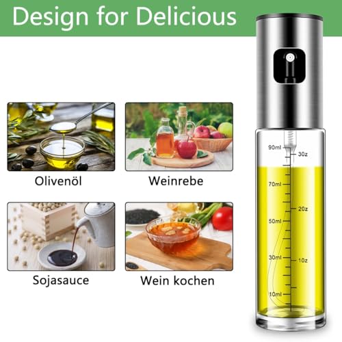BETA NOBLE BETA NOBLE〖Verstärkte〗Ölsprüher zum Kochen, Öl Sprühflasche, Ölspray zum Kochen, Olivenölsprüher für Salat, Grillen, Backen in der Küche - Funktionsansicht 5 | Tages Deals