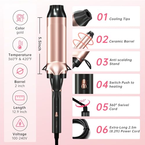 Image of Hahahope Professional 2 Inch Curling Iron