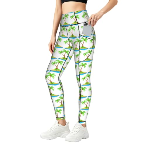 Pantalones de yoga con estampado de palmeras ideales para entrenar al aire libre