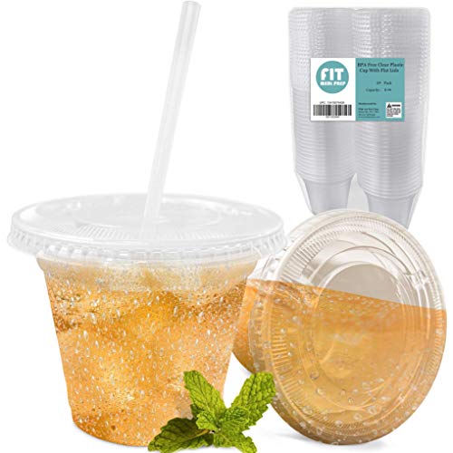 [50 Pack] 9 oz Clear Plastic Cup with Lid - BPA Free Take