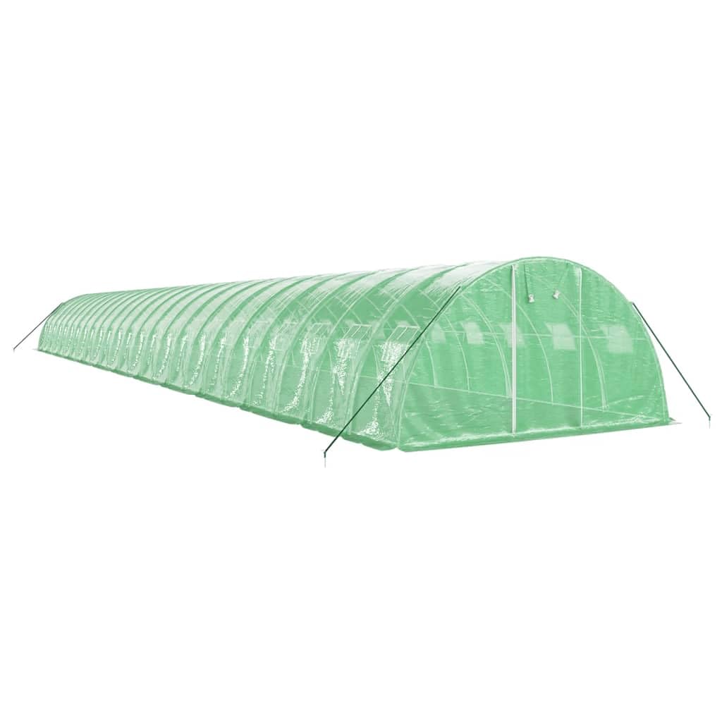 Homgoday Invernadero con Estructura de Acero Verde 96 m² 24x4x2 m, Invernadero Caseta Jardín Terraza Plantas Semilla Cultivo Huerto Verduras Cubierta Casero