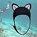 Pegciuho Scuba Diving Cap with Cat Ears, Surfing Cap, Neoprene Wetsuit, Comfortable Surfing Hat for Canoe, Sports, BlackWhite BlackLine