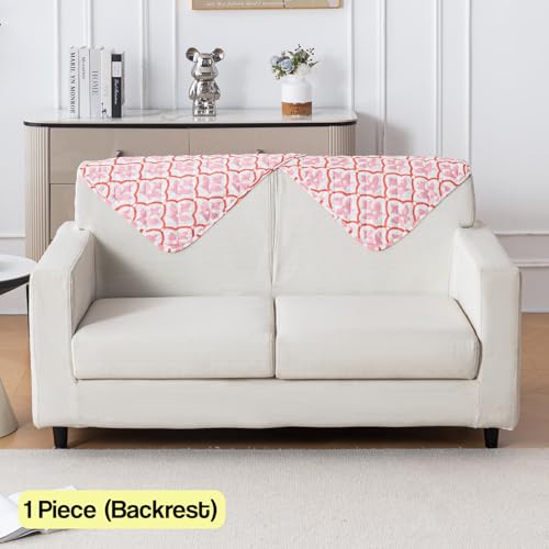 Image of House of Quirk 'Mughal Series' Printed Quilted Sofa Cover for 1 /2 /3 /4 Seater - Anti-Slip, Washable Couch Protector Slipcover (Backrest, Peach Blush, 50x70 cm)