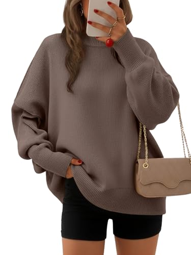 EFAN Women's Oversized Sweaters 2025 Fall Crewneck Batwing Sleeve Pullover Sweaters