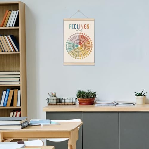 Image of Feelings Wheel Poster Hanger Frame, Mental Health Posters, Feelings Chart, Therapy Office Decor, Calm Corner Wall Decor, Emotional Learning Wall Art for School Classroom Counseling Office 16x12 Inch