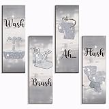 FENCORDAR 4 Pcs Silver Bathroom Decor Silver Bathroom Accessories Abstract Wall Decor Set Modern...
