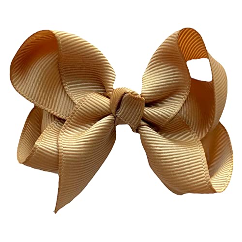 10pk Light Brown Hair Bows Knots Clips Slides Grips 3" Inch 7.6cm Solid Colour Girls School Hairbow Accessories - Image 2