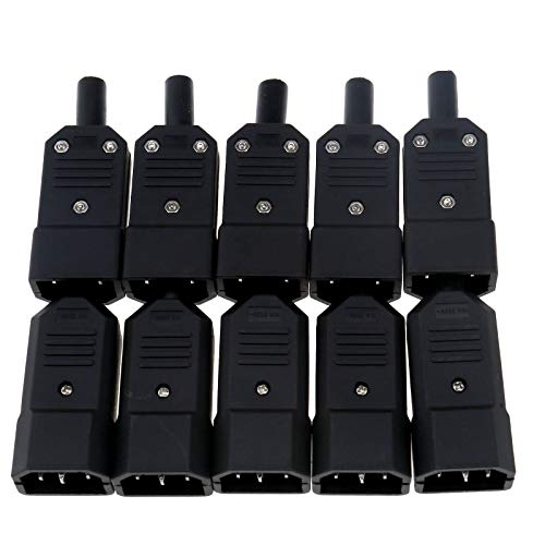 YINETTECH 10pcs 3 Broches Connecteurs Mâles Fiche d'alimentation Secteur avec AC Prise Adaptateur C14 AC250V 10A