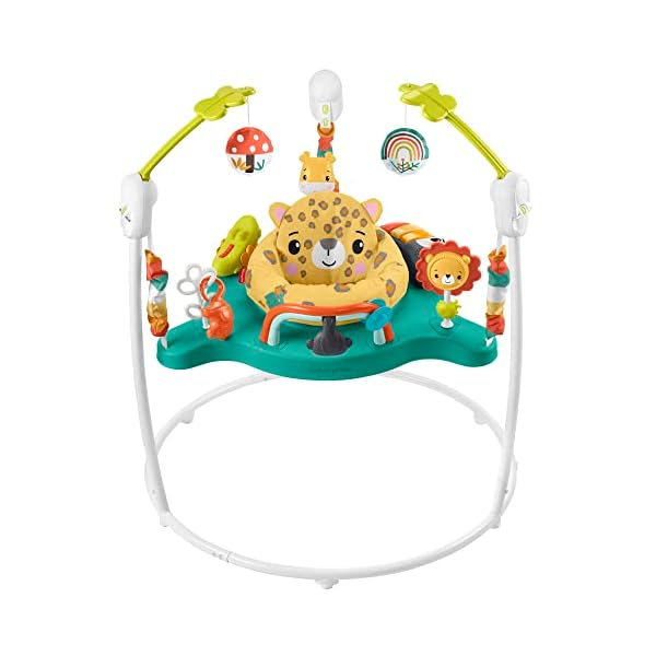 Fisher-Price Jumperoo Baby-Spielcenter mit Lichtern, Geräuschen und Musik, interaktiver Wippsitz für Babys, Hüpf-Leopard… – Bild 11
