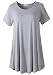 LARACE Women Short Sleeves Flare Tunic Tops For Leggings Flowy Shirt (1X, Light Gray)