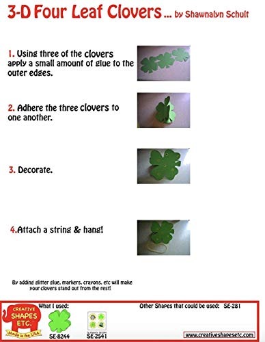 Four Leaf Clover Large Single Color Creative Cut-Outs, 5.5" X 5.5", 31 Clovers To A Package- Kids’ Irish Crafts And St. Patrick's Day School Craft Projects, St. Patty’s Day Craft. #TOP6
