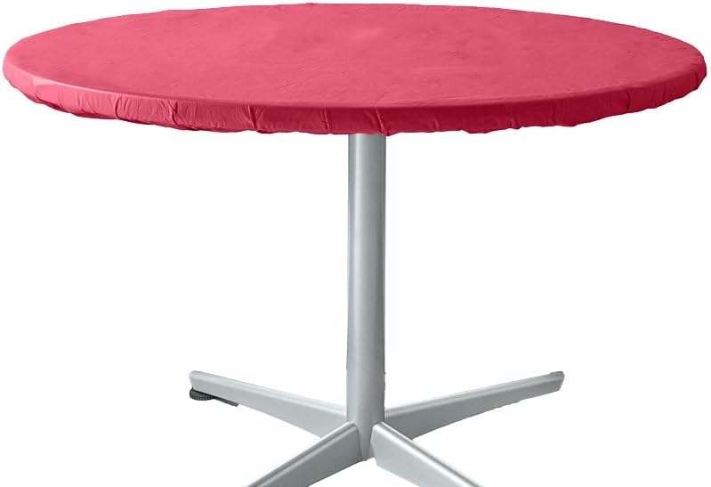 The Lakeside Collection Round Solid Color Custom Fit Tablecloth - Scarlet Red