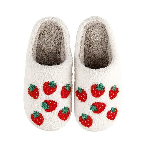 Image of Cherry Slippers for Women Men Fruit Shoes Cute Memory Foam Soft Winter Warm Indoor Outdoor Slippers