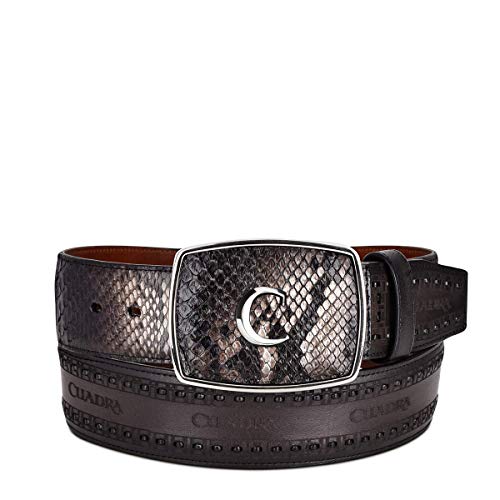 Cuadra Men's Cowboy Belt in Genuine Python Leather Black