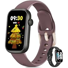 Fitness Tracker for Men Women, 24/7 Heart Rate, SpO2 and Sleep Monitor Health Watch, Calorie Step Counter Fitness Watch IP68 Waterproof Smart Watch for Android and iOS, Black/Smoke Violet