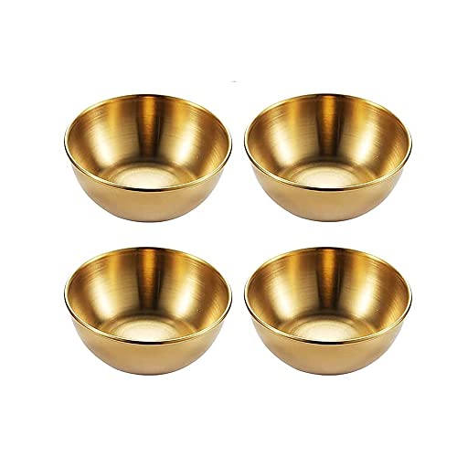 4Pcs Cuencos de Sushi de Acero Inoxidable, Tazones Redondos Para Salsa, Mini Tazones para Dip, Tazones Pequeños para Servir, Cuenco de Salsas, Platos de Mini Aperitivo, Platos de Salsa Cover