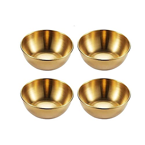 4Pcs Cuencos de Sushi de Acero Inoxidable, Tazones Redondos Para Salsa, Mini Tazones para Dip, Tazones Pequeños para Servir, Cuenco de Salsas, Platos de Mini Aperitivo, Platos de Salsa