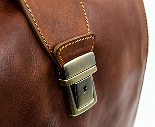 Leather Backpack Travel Bag Carry On Business Canvas Rucksack Brown Book Bag - Time #TOP4