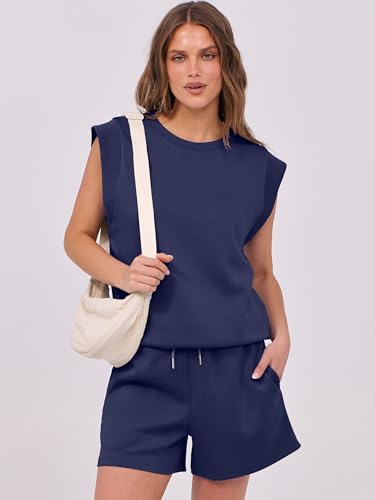 Image of ANRABESS Two Piece Sets for Women 2026 Summer Short Lounge Set Casual Beach Vacation Outfits Spring Sweatsuits Tracksuit
