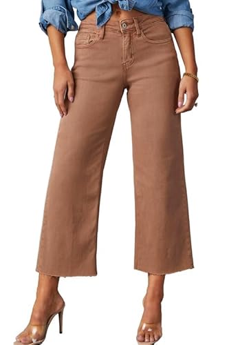 Allimy Womens Jeans Baggy Stretchy High Waisted Denim Wide Leg Pants Trendy 90s Loose Jean Rust Size 6