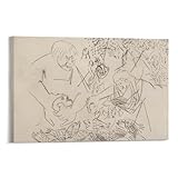 SHENSHUA Jacob Lawrence Print Painting Illustration Fish Market Painting On Canvas Wall Art Poster Scroll Picture Print Living Room Walls Decor Home Posters 08x12inch(20x30cm)