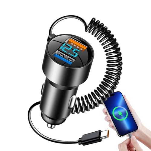 USB C電話車充電器の高速充電、100Wの電力供給アダプター。 USBソケット料金、100WタイプCケーブル高速充電|スマートフォン用の格納式コードプラグタブレット、ラップトップ充電アクセサリー、旅行