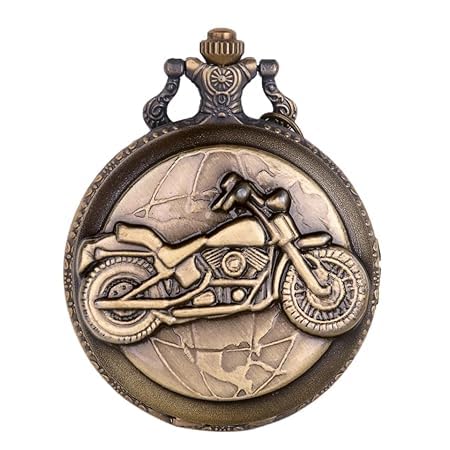 Pocket Watch for Men Stylish Alloy Engraved Motorcycle Antique Vintage Pocket Watch for Men Keychain Design Pocket Watch with Chain Birthday Gift for Men, Boys, Husband, Boyfriend - 1 Pcs-image-11