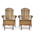 Christopher Knight Home Hayle Outdoor Stained Reclining Acacia Wood Adirondack Chair with Footrest, 67 "W x 29.25 "D x 28.75 "H, Natural Brown