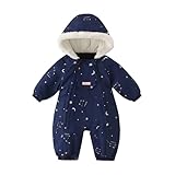 JiAmy Baby Schneeanzug, Baby Jungen Mädchen Winter Overall Strampler Neugeborenes Schneeoverall Marineblau 12-18 Monate