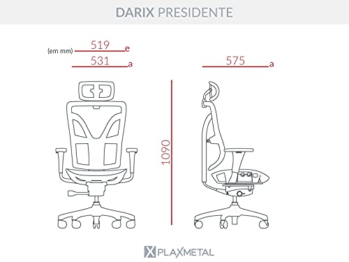 Cadeira Darix Ergonômica Piramidal em nylon e rodízios 60mm PA.