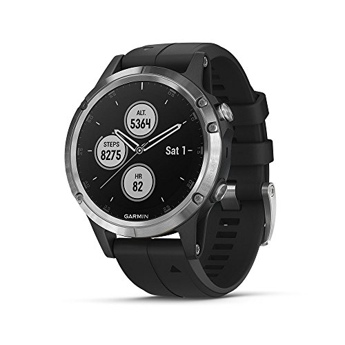 Relógio Multiesportivo Garmin, Fenix 5 Plus, Monitor Cardíaco no Pulso, Preto e Prata
