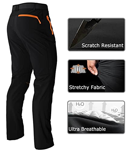 Kuseeker Mens Stretch Work Hiking Pants Quick Dry Lightweight Waterproof Outdoor Travel Climbing Fishing Pants Black 34 #TOP5