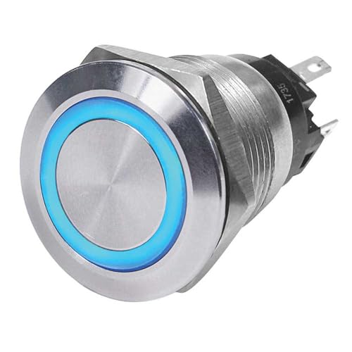 Bouton pousseur Blue Sea Systems 4160 interrupteur marine Off-On étanche LED bleue 10A