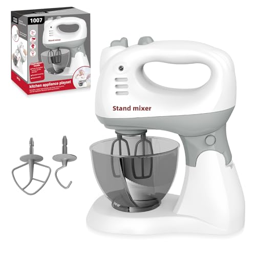 Stand Mixer for Kids Kids Play Kitchen Appliance Playset Stand Mixer Toy Educational Pretend Play Toy with Rotating Head and Attachments
