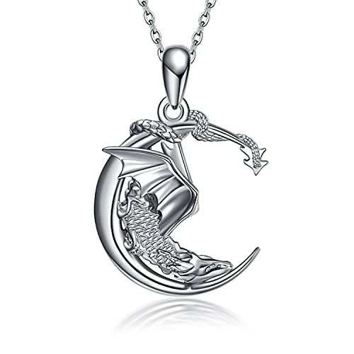 SHEAISRS Wreathe Moon Pendant Necklace 925 Sterling Silver Gift for Boyfriend Dad Brother