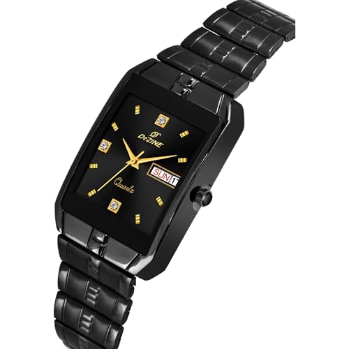Image of Dezine Men's Day Date Display Golden Analog Watch