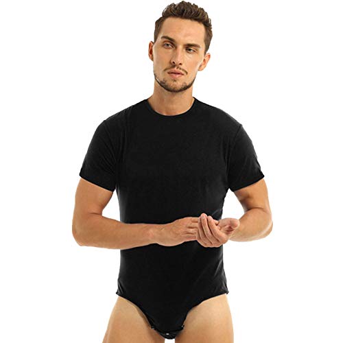 Men Short Sleeve Shorts Set Jumpsuit Bodysuit Pajama One Piece Round Neck Home Pajamas Rompers Basic Onesie2