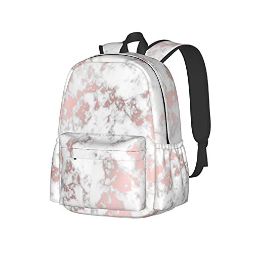 Sac à dos ordinateur 17 pouces texture or rose et marbre raffiné pour femme active